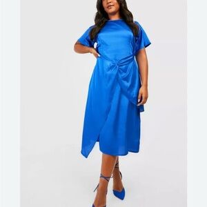 Boohoo Vibrant Blue Asymmetrical Dress size 14